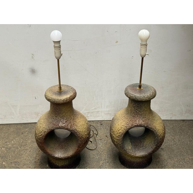 Pair of Danish Mid-Century Modern Stoneware Lamps – 1960s Height 77cm and the height of the stoneware 51 cm A unique pair...