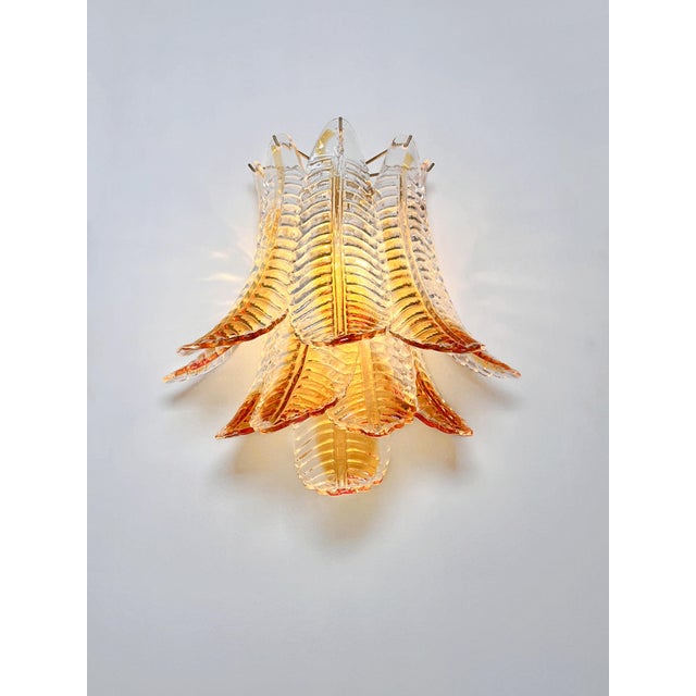 Italian Amber Murano Glass Felci Wall Sconces, 1990s, Set of 2 For Sale - Image 12 of 16