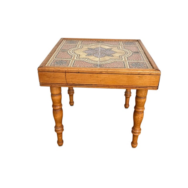 Mid Century Danish Style Tile Accent /Tea Table For Sale - Image 4 of 12