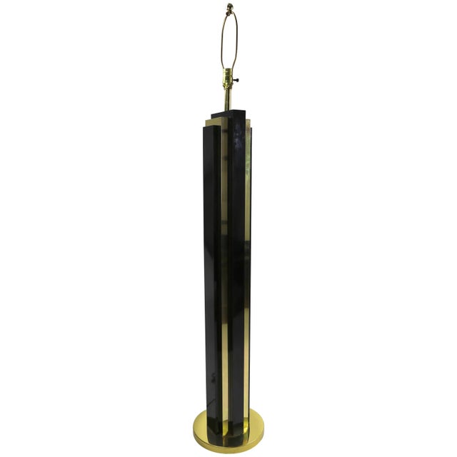 Brass and Black Skyscraper Floor Lamp After Springer For Sale - Image 13 of 13