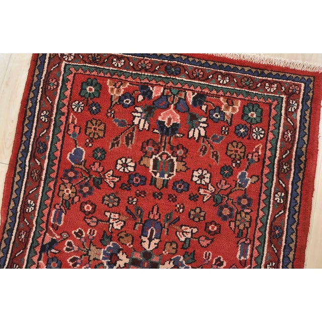 Malayer Runner 3’5” X 9’3” Red Wool Semi-Antique Traditional Hand-Knotted Rug For Sale In Philadelphia - Image 6 of 14