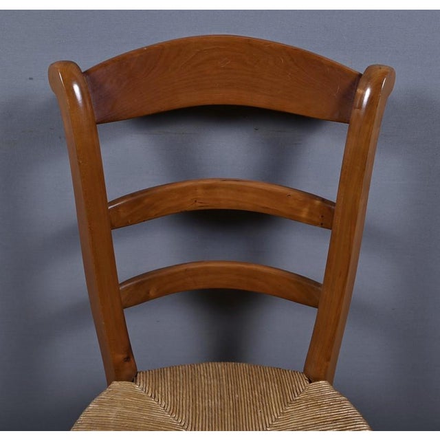 Vintage Cherrywood Straw Chairs, 1950s, Set of 6 For Sale - Image 11 of 18