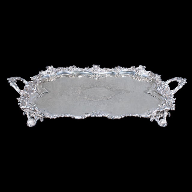 Large Antique Presentation Tray, English, Silver Plate, Afternoon Tea, Victorian For Sale - Image 4 of 12