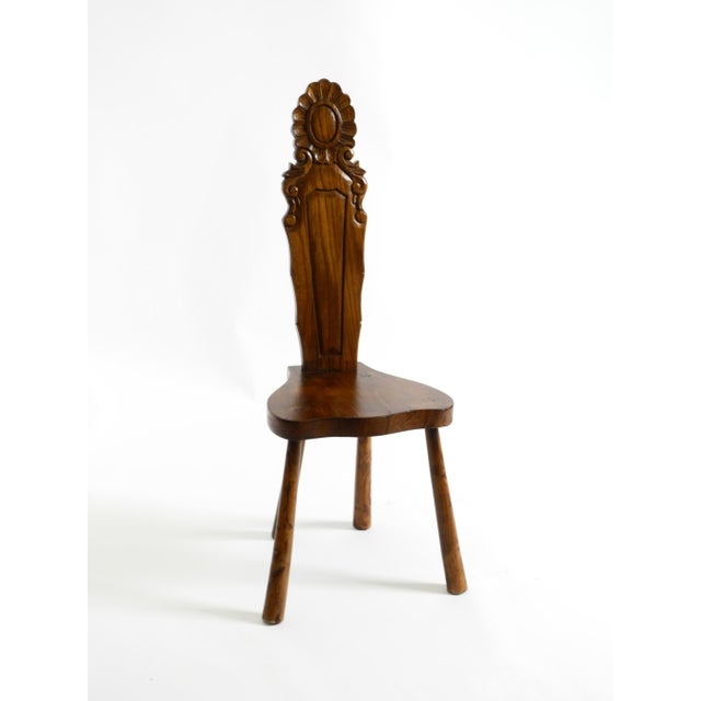 Mid-Century Modern Spanish Wooden Chair with Ornate Backrest, 1960s For Sale - Image 3 of 18