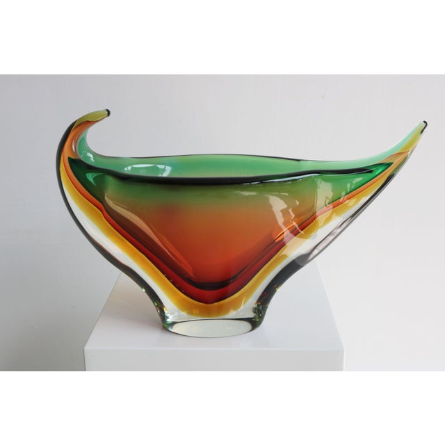 Glass Vintage Freeform Sommerso Murano Glass Vase attributed to Flavio Poli for Seguso, 1960 For Sale - Image 7 of 8