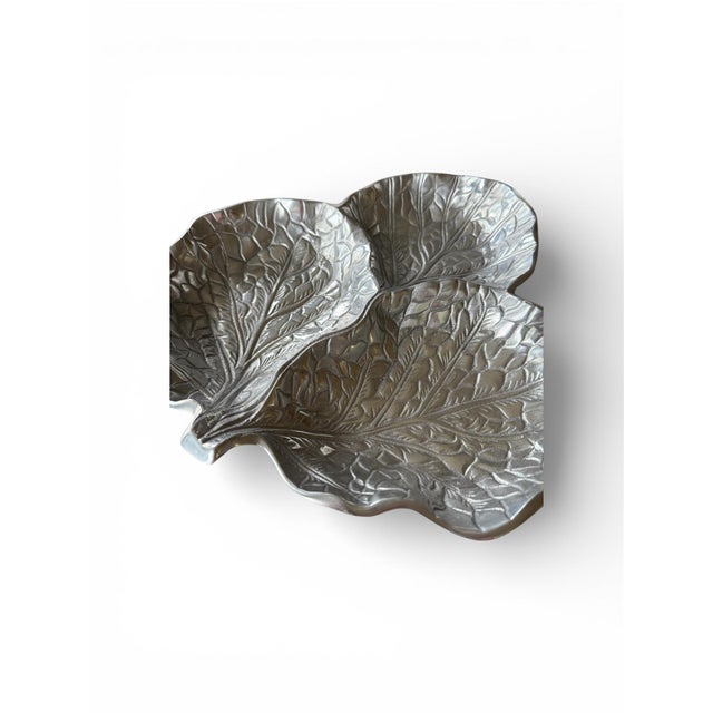 1990s Vintage Cabbage Leaf Divided Serving Dish For Sale - Image 5 of 5