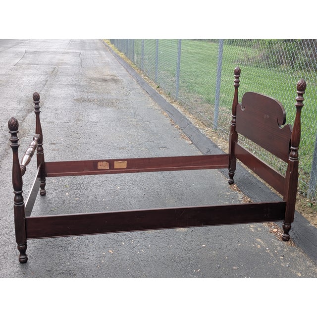 1950s Mid Century Colonial Full Size Pineapple Four Post Bedframe For Sale - Image 10 of 12