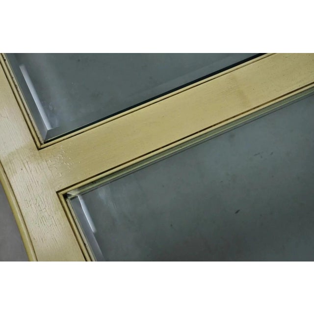 Vintage French Provincial Style Beveled Glass Cream Painted Large Coffee Table For Sale In Philadelphia - Image 6 of 12