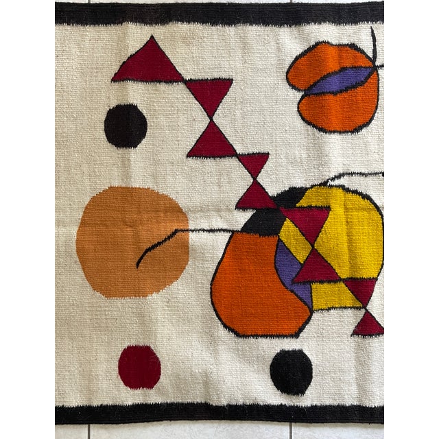 Mid 20th Century 1970's Colourful Abstract Hand Woven Wool Tapestry Rug For Sale - Image 5 of 8