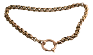 Antique 9k Gold Textured Watch Chain 16" Necklace With Large Bolt Ring Clasp