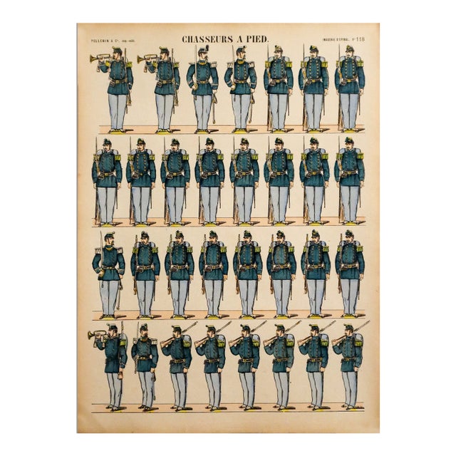 1880s - 1890s French Military Print - Imagerie d'Épinal - #118 - Chasseurs À Pied For Sale