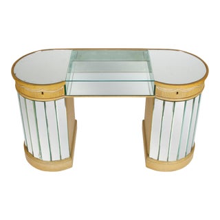 Deco Curved Mirrored Dressing Table For Sale