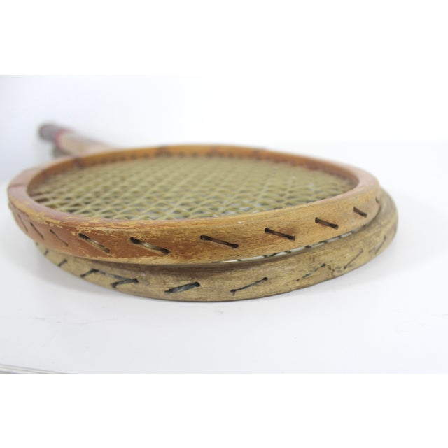 Curated Set of Antique Sport Tennis Rackets for Designer Decorating Wood Racquet Set of Two Sports Equipment Memorabilia For Sale - Image 10 of 11