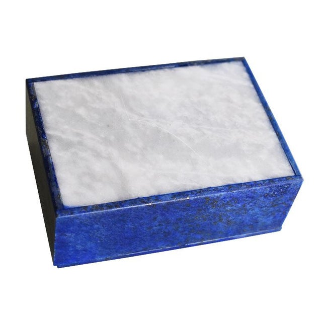 2020s Blue Lapis Lazuli and Marble Stone Rectangular Jewelry or Trinket Box For Sale - Image 5 of 7