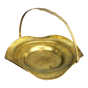 Vintage Ornate Brass Basket With Handle