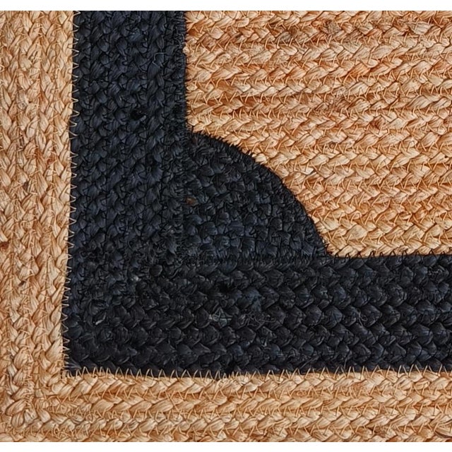 Handwoven Natural Jute Doormat Rug With Bold Black Frame Design For Sale - Image 9 of 12
