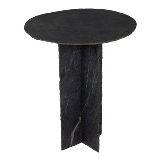 19th C. French Round Slate Side Table For Sale