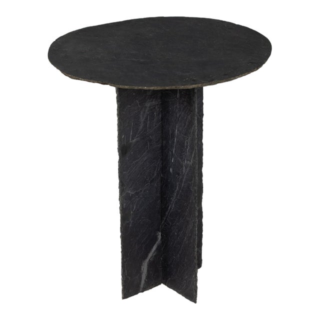 19th C. French Round Slate Side Table For Sale