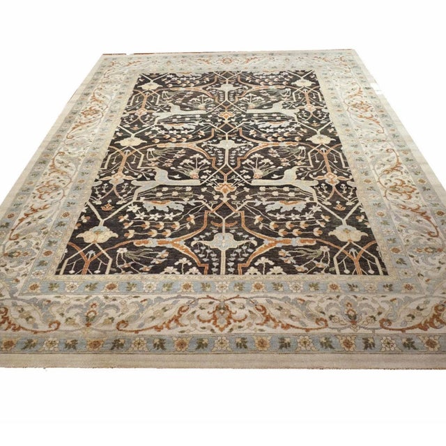 Afghan Sultanabad Masters Wool 10 x 14 Black, Ivory, Rust & Light Blue Handmade Area Rug #1143120