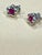 2010s 1 Carat Natural Round Ruby Stud Earrings 14 Karat White Gold, Post Back For Sale - Image 5 of 18