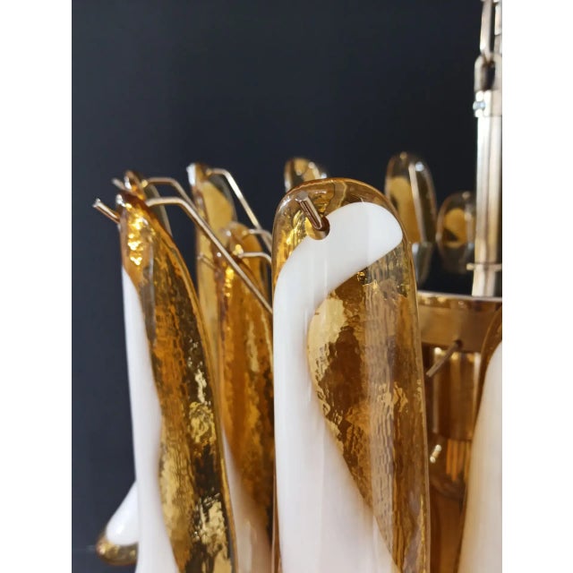 Italian Murano Chandelier, Mazzega Style – 36 Lattimo Amber Glass Petals For Sale - Image 10 of 11
