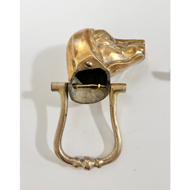 Vintage Solid Brass Hound Dog Door Knocker, Sporting Dog Entry Hardware For Sale - Image 4 of 10