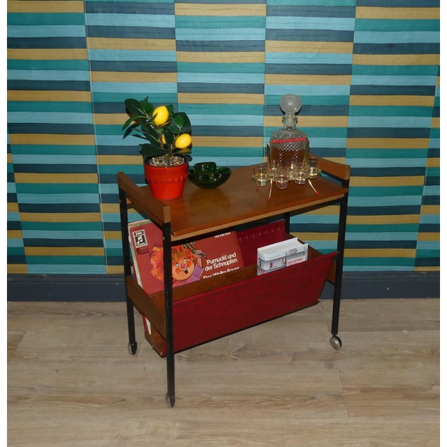 Mid-Century Modern Small Side Table with Magazine Rack, 1960s For Sale - Image 3 of 11