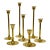 Mid Century Hollywood Regency Gustavian Swedish Graduating Brass Candle Holders - Set of 7 For Sale