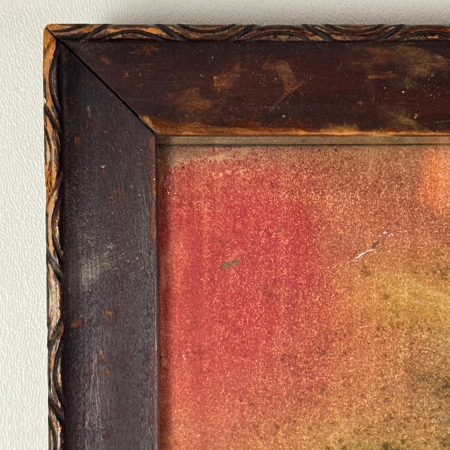 Orange Bright and Antique Pastel Painting of Fruits Still Life, Wood Frame With Glass. For Sale - Image 8 of 10