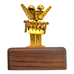 Mid 20th Century Vintage Museo De Oro Pre Columbian Culture 24k Gp Folk Art Figure