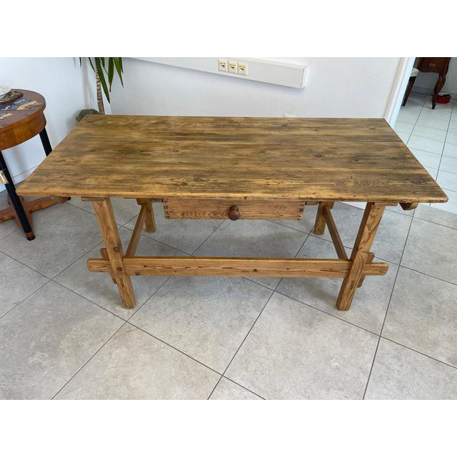 Antique Farm Dining Table For Sale - Image 4 of 9