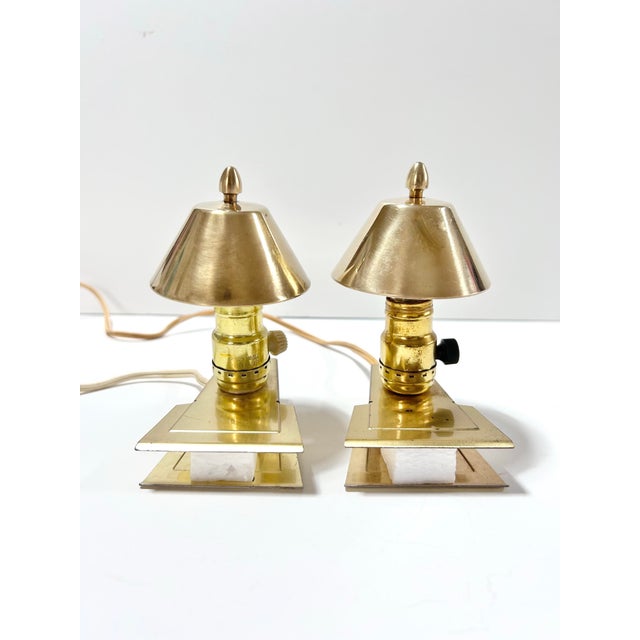 Vintage Mid-Century Modern Brass Clip Lamps Library or Bookshelf Reading Lights - a Pair For Sale - Image 4 of 15