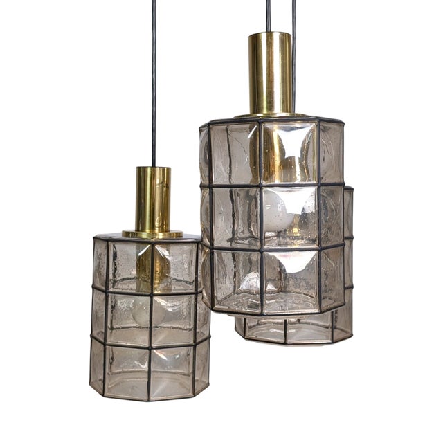 Brutalist Hanging Light from Glashütte Limburg For Sale