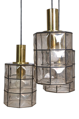 Brutalist Hanging Light from Glashütte Limburg
