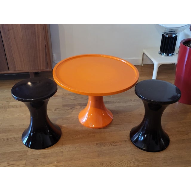 Tam Tam Table and Stool Set by Henry Massonnet for Stamp Nurieux, 1950s, Set of 3 For Sale - Image 3 of 13