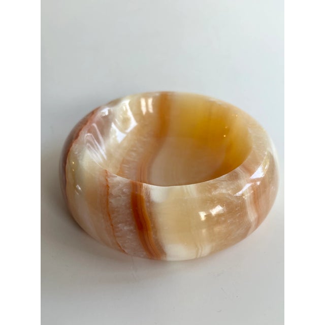 Mid-Century Modern Mid Century Marble Onyx Ashtray Catchall Dish in Neutral Coastal Sand Color For Sale - Image 3 of 11