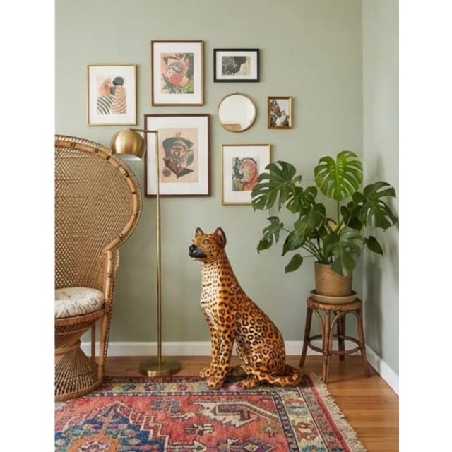Vintage Italian Glazed Ceramic Leopard Statue For Sale - Image 12 of 12