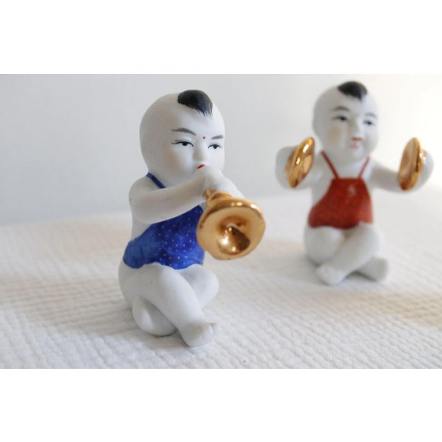Ceramic Chinese Bisque Porcelain Piano Babies Musical Figurines- Set of 3 For Sale - Image 7 of 13