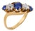 1910s Edwardian Sapphire Diamond 18k Yellow Gold Five Stone Ring, Size 6 For Sale