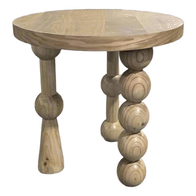 Zenda Round Accent Table 30"h in Oak For Sale