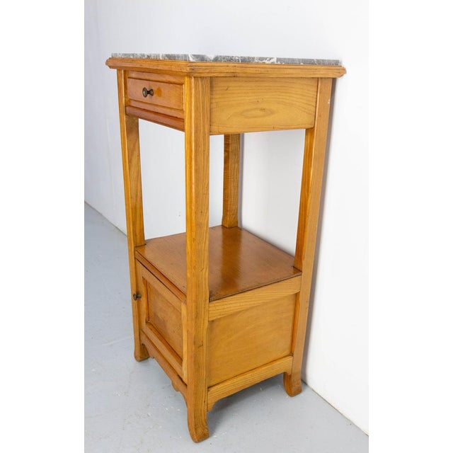 French Art Nouveau High Side Table in Ash and Marble, 1920 For Sale - Image 4 of 12