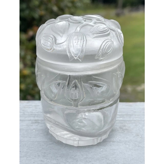 Glass Rare Antique Art Deco 1920s Rene Lalique French Art Glass Jar Jaytho Perfumery For Sale - Image 7 of 13