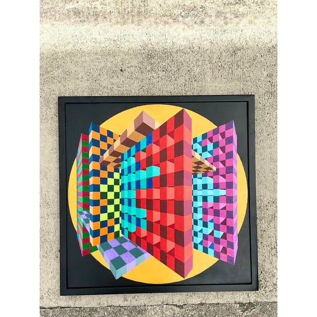 Late 20th Century Vintage Postmodern Original Oil Painting on Canvas For Sale - Image 5 of 12