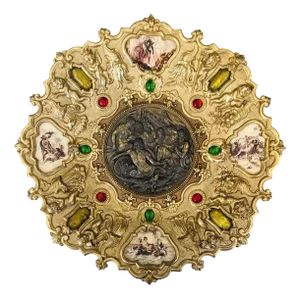 Large Gilt Bronze Medallion Plate with Putti, 1880