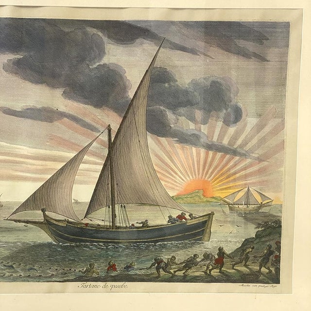 Mortier Jaillot, Boat, Fishing Tartane, The Neptune François, 1700s, Engraving, Framed For Sale - Image 3 of 10