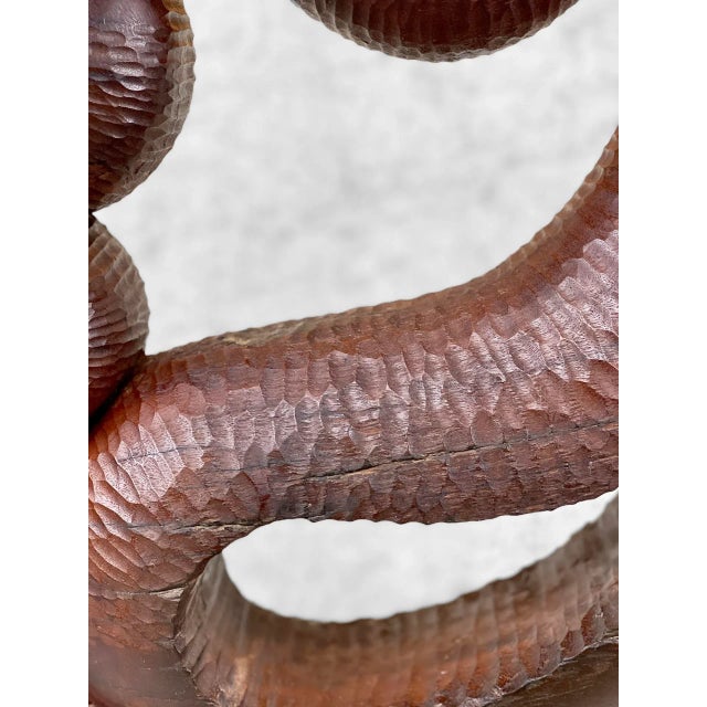 Vintage Asian Abstract Carved Rosewood Round Sculpture For Sale - Image 9 of 10