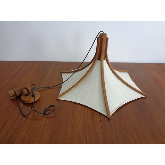 Beige Adjustable Counterweight Pendant Lamp in Teak from Domus, Germany, 1960s For Sale - Image 8 of 15