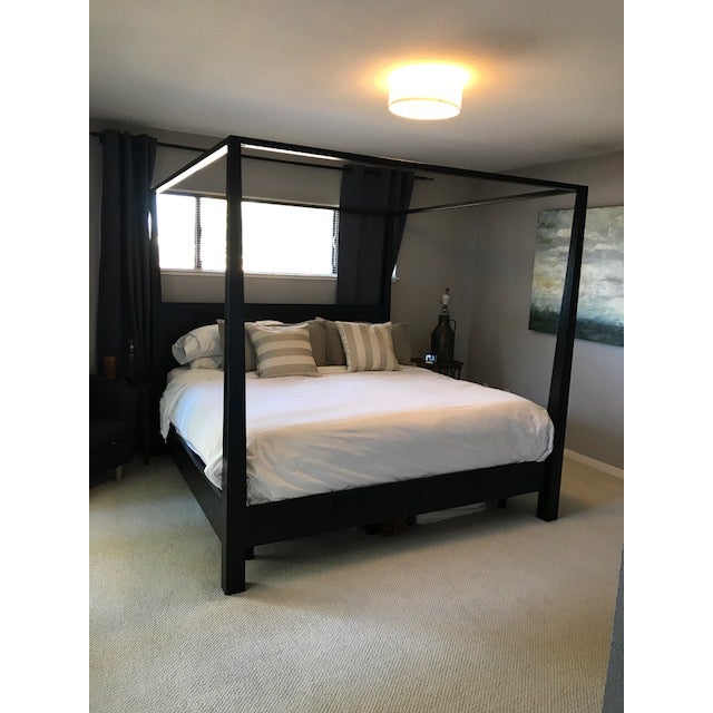 Crate Barrel Pavillion Black Mahogany Canopy King Bed