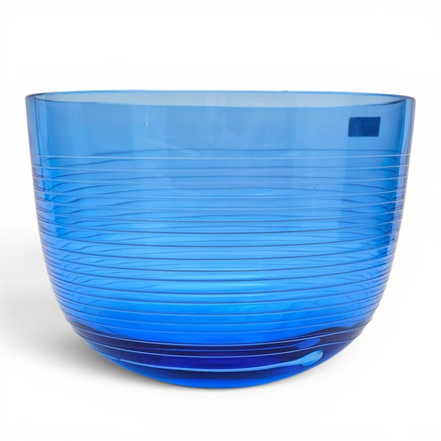 Villeroy & Boch Villeroy & Boch Conga White Swirl Cobalt Crystal Centerpiece Bowl 8.75" For Sale - Image 4 of 12