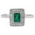 Octagon Cut Geometric Zambian Emerald Ring With Diamond Halo in Silver, Size 6 For Sale - Image 9 of 14